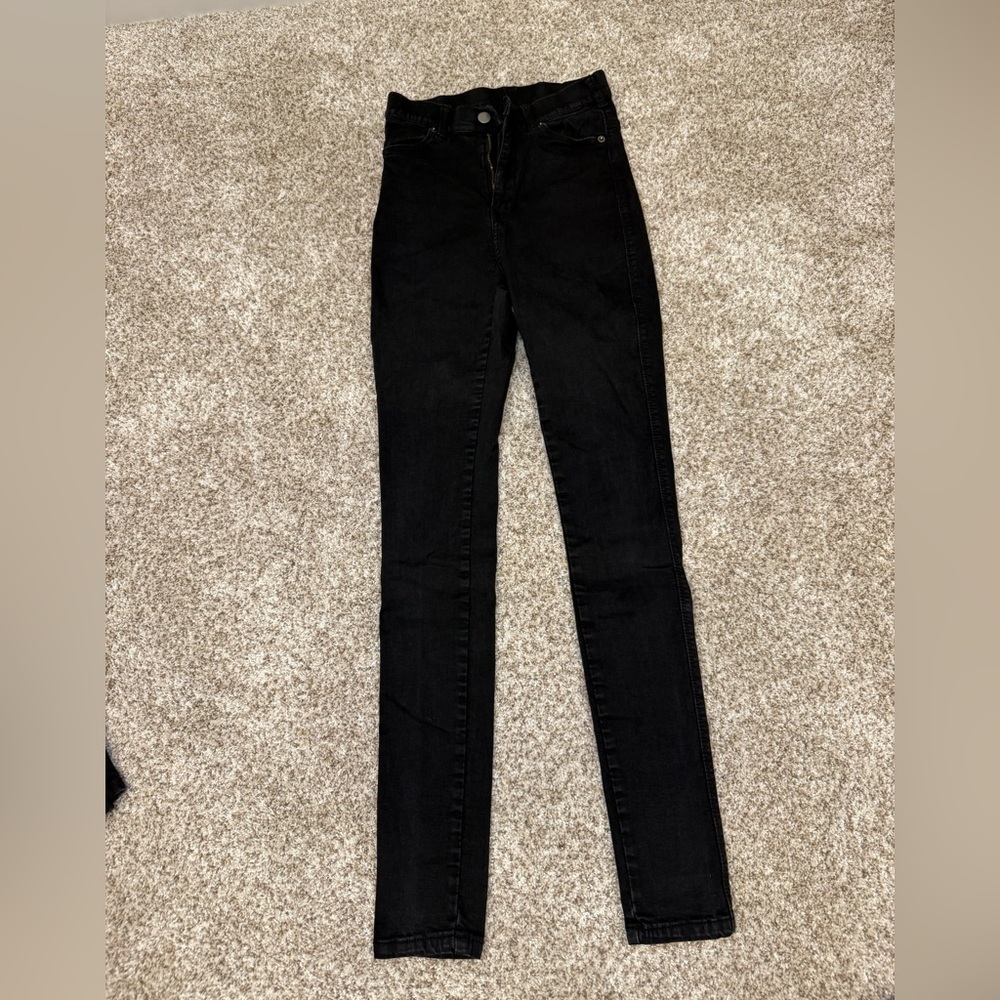 Womens extra high rise black skinny jean